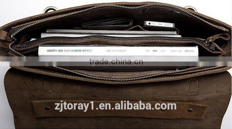 Genuine Vintage Leather Mens Laptop Security Briefcase Tote Bag