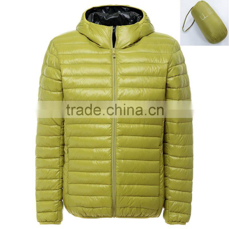 hot sell unisex softshell men and women winter, folding down jacket, ultralight with hood outdoor waterproof jacket
