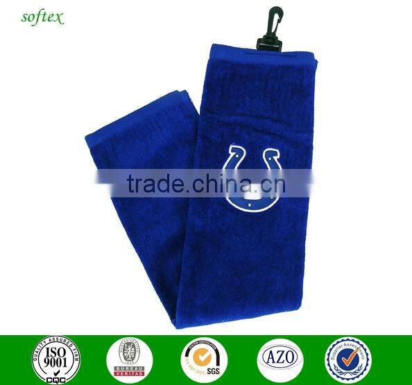 40x60cm 140g age group 100% cotton golf towel custom logo with embroidery