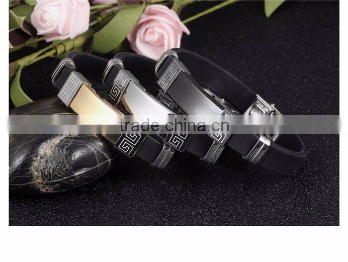 men jewelry stainless steel custom silicone bracelet single