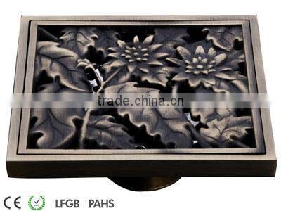 Antique Brass Square Shower Drain Floor Waste