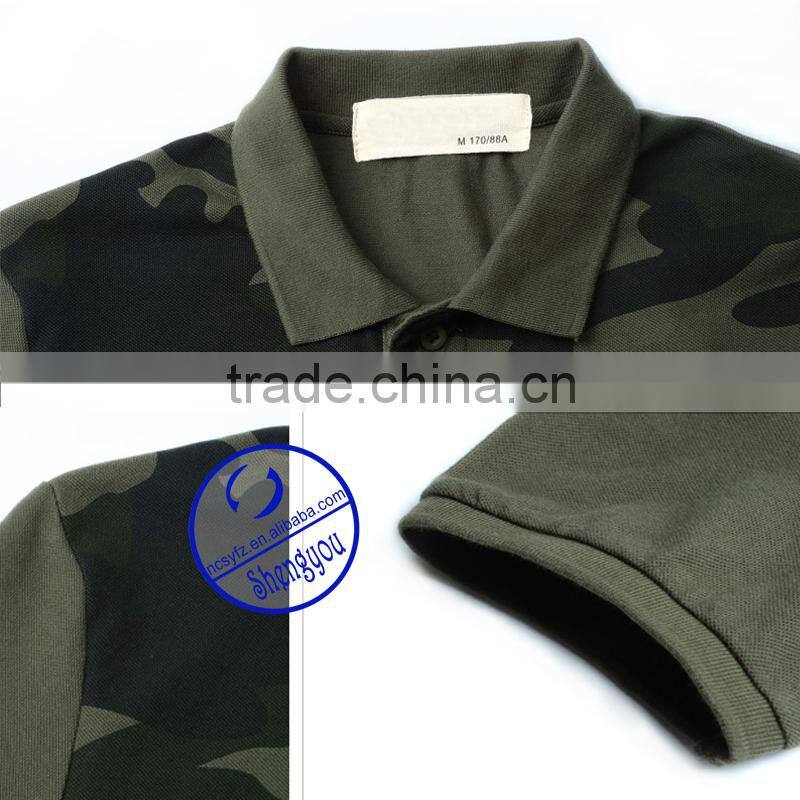 Custom wholesale allover printed army style polo shirt for men