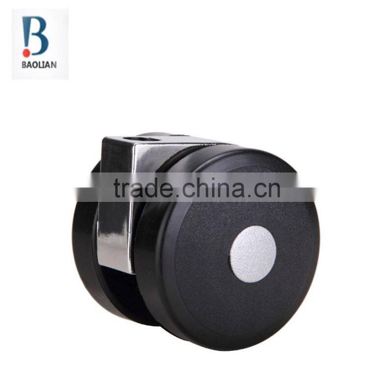 3" black rivet nylon furniture caster with plate and brake