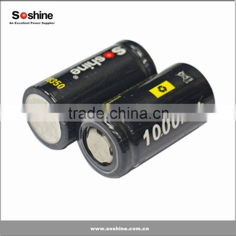 Authentic Lithium ion 3.7v 18350 high capacity battery 1100mm from Soshine