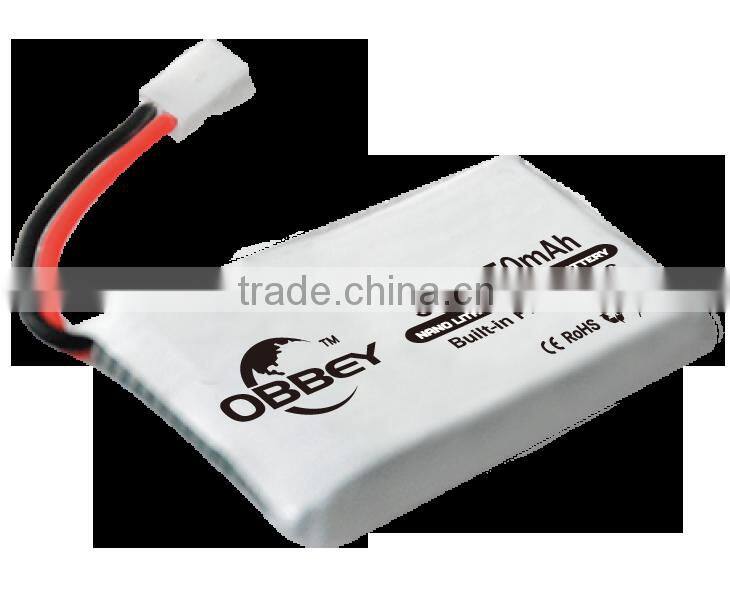 China 8*25*37mm 3.7v 450mah lipo battery for drone WL V931 airplane model