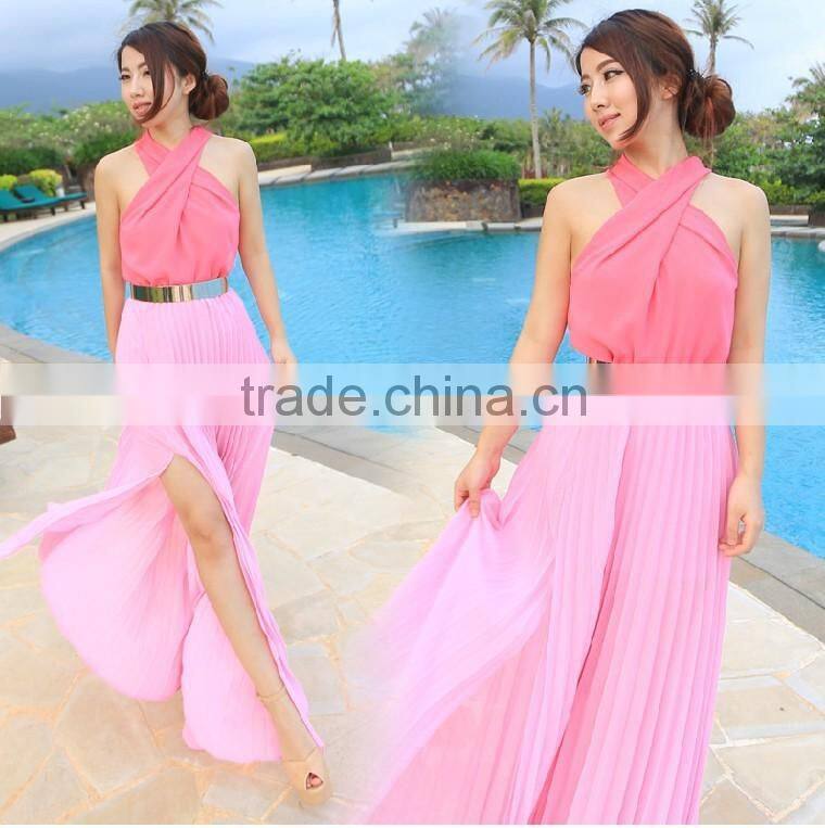 hot sale lady sex dresses, women dress for party,long cross hanging neck dress