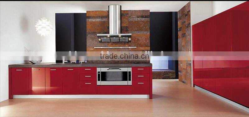 Modern lacquer kitchen cupboard with island