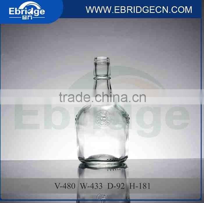 clear glass wine bottle for vodka alcohol liquor with screw aluminum caps