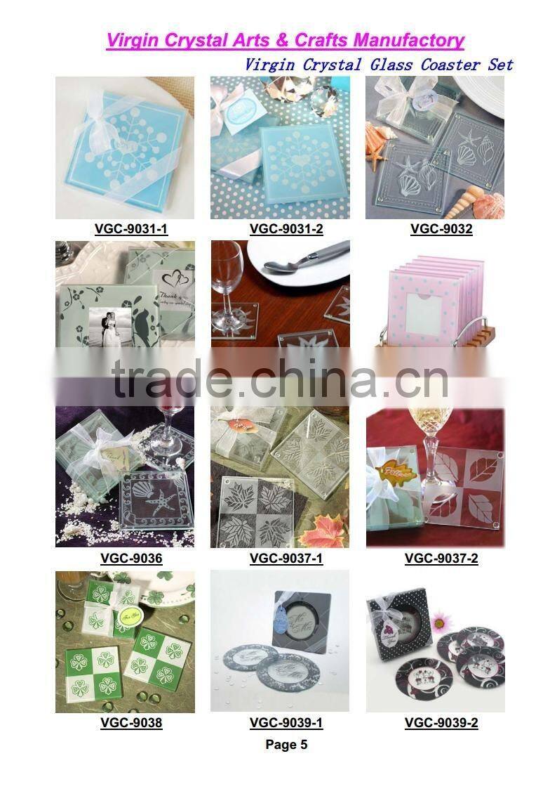 Wholesale exquisite blank glass coaster with custom logo for wedding favors giveaway