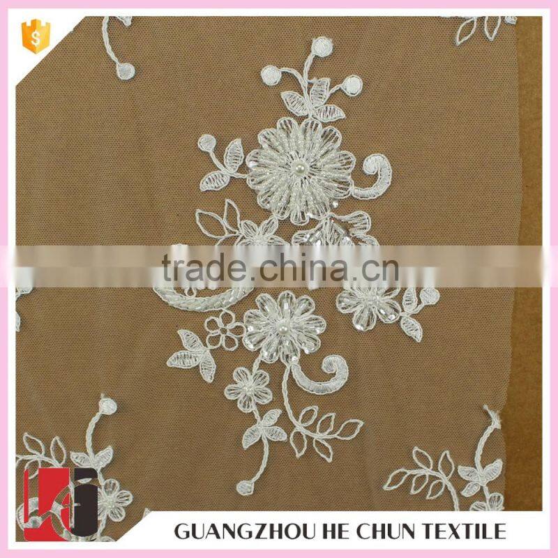 HC-5813-1 Hechun 15 Yards Sale 3D Crochet Design Ivory Migerian Bridal Lace Fabric