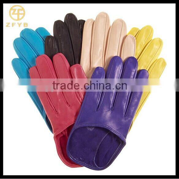Women's Short Italian driving Leather Gloves with multi-colors