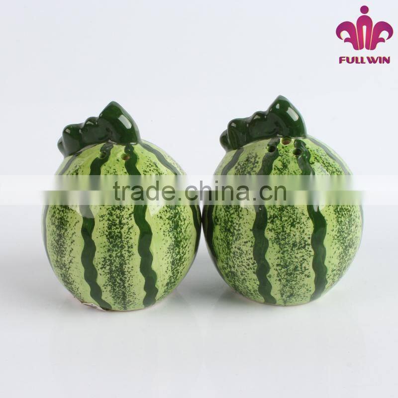 Watermelon design ceramic salt and pepper shaker wholesale with full handpainted