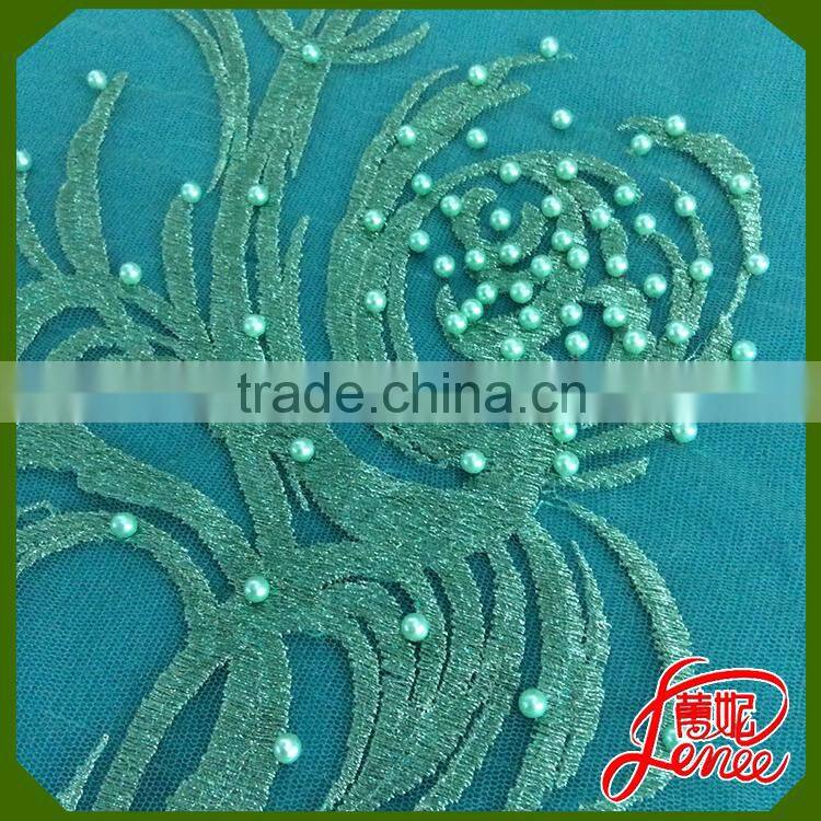 Export Selection Pearl and Beads Design Mesh Embroidery Fabric
