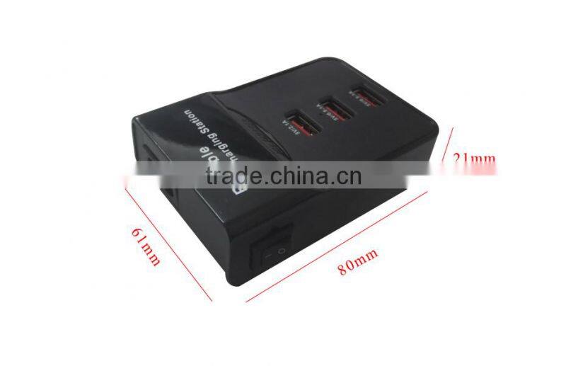 2014 new portable high quality,usb 3-port charging station for camera mobile phone, power bank,tablet