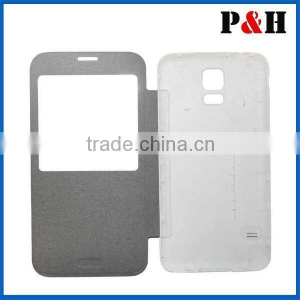 big window transparent cover and leather case for samsung S5
