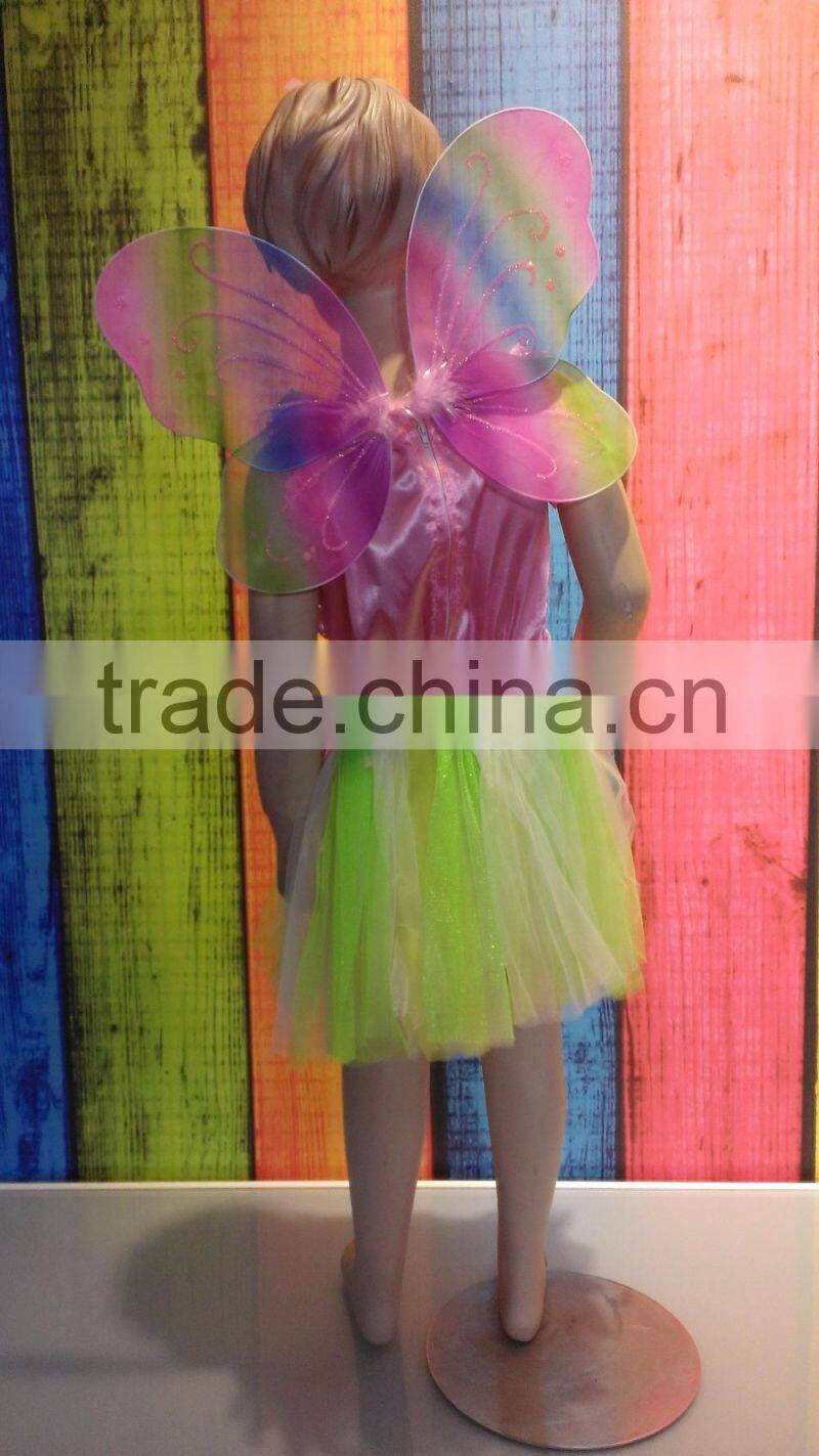 carnival party pretty princess flower girl dance dress butterfly wings costume