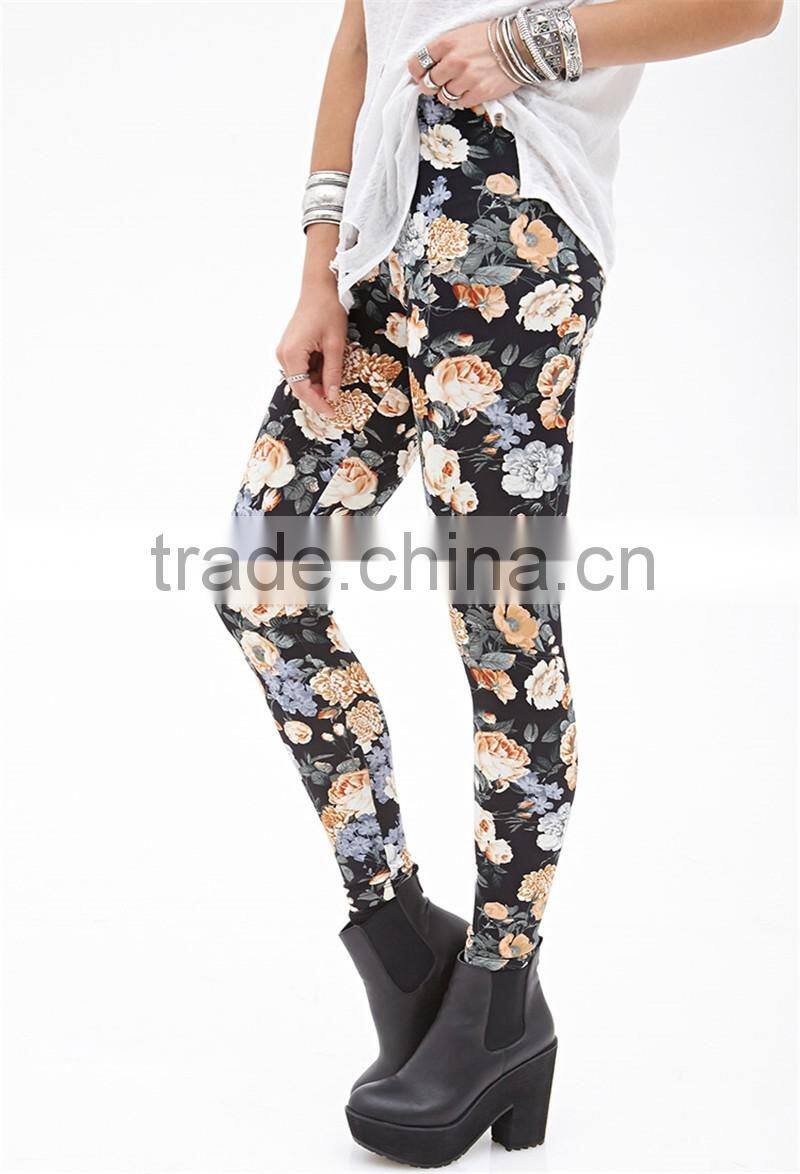 New Women Floral Print Leggings Stretchy Sexy Jeggings Pencil Pants Plus Size