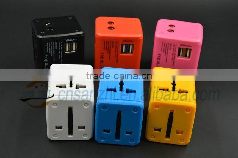 universal all travel charger ,2 port usb All in one universal international plug adapter 2 usb port