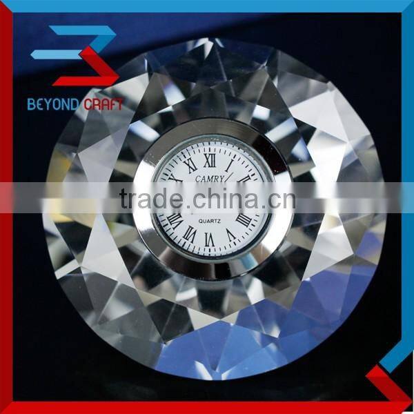 Super Shinning High Quality Crystal Glass Gem Diamond Stone Wedding Clock Favor For Guest