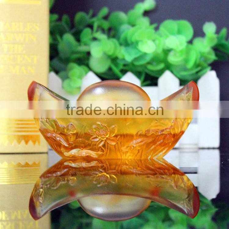 yellow crystal glass name card holder