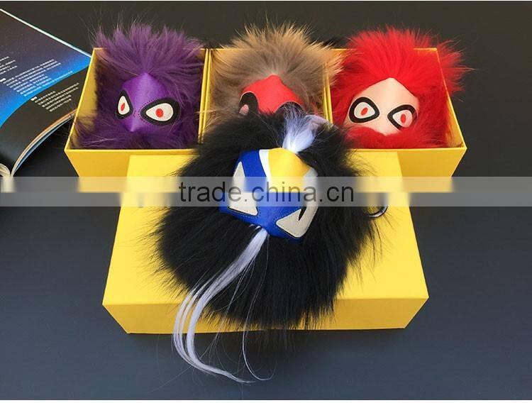 Beautiful Monster raccoon Fur Chain Key,Fashion Fur Keychain for Bag, Car keychain and Keyring