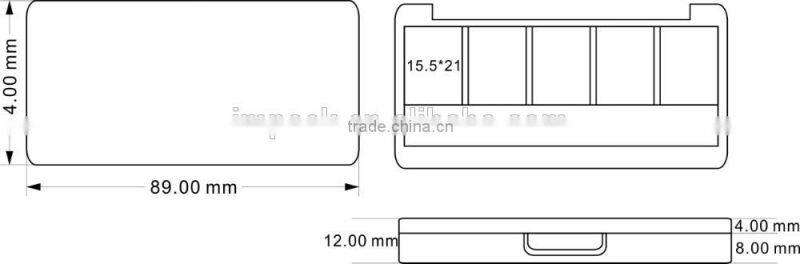 6 color empty black rectangle display palette eyeshadow case