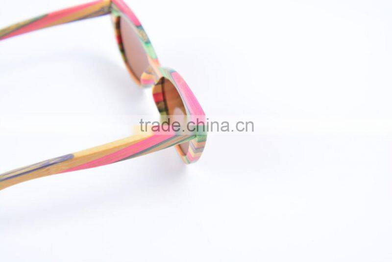 Pure manual coloured bamboo sun glasses Retro polarized sunglasses