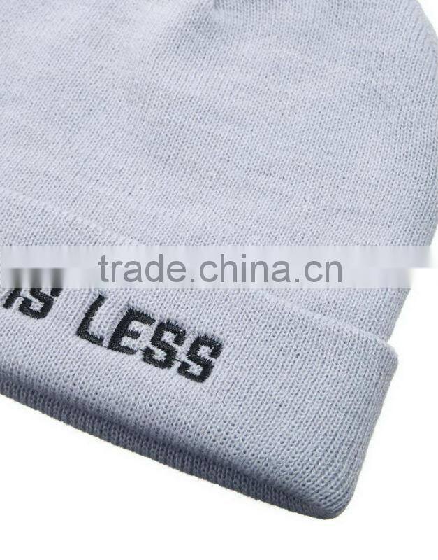 100% acrylic promotion hat beanie with logo embroidery on the rolled cuff