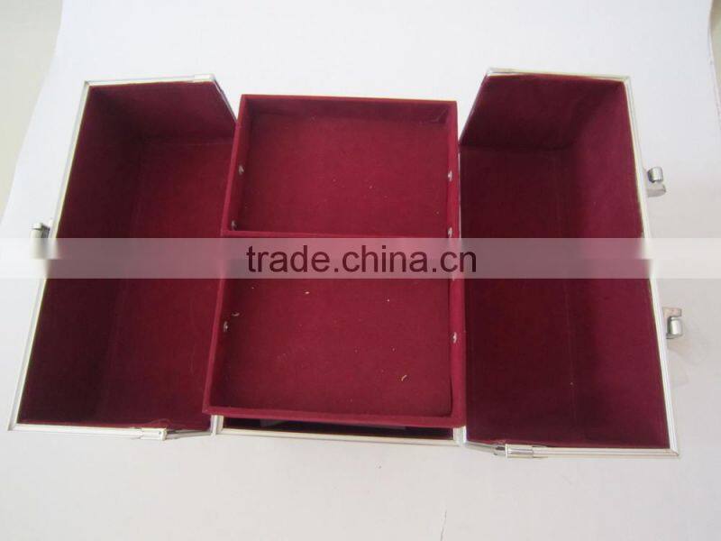 PVC leather panel display cheap portable professional aluminum combination lock cosmetic case