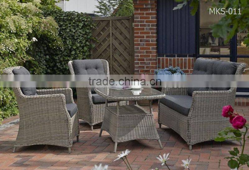 All weather poly rattan garden sofa set (1.2mm alu frame with powder coated,10cm thick cushion with 250g polyester)