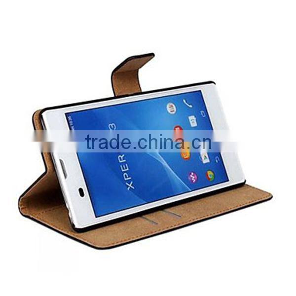 PU Leather Full Body Case with Stand and Card Slot for Sony Xperia T3, For Sony Xperia T3 PU Leather Cover