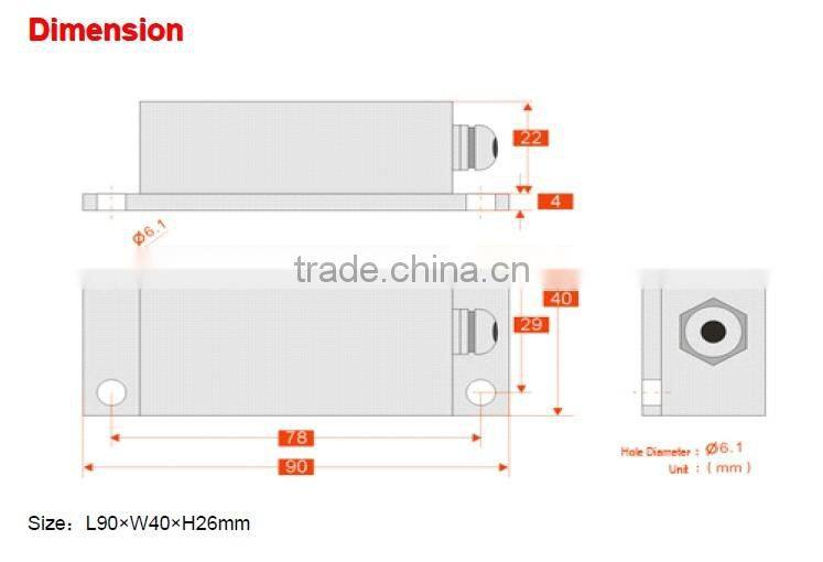 standard single axis inclinometer, clinometer, clination sensor Output through serial interface RS232 ,RS485 or TTL.