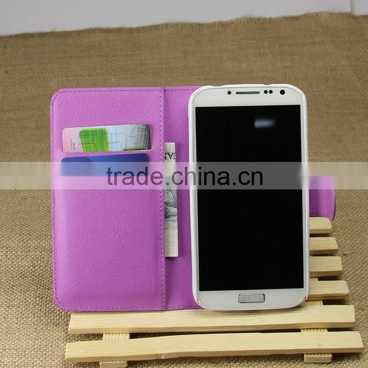 Wholesale Folio Stand Case for Samsung GALAXY S4 i9500 PU Leather Flip Cover with Wallet