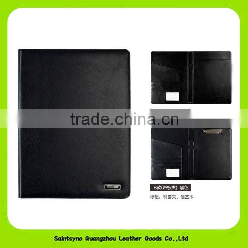 high quality eco friendly hard cover leather a4 conference folder black
