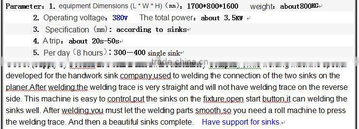 handmade sink machine sink butt welding machine for the plane