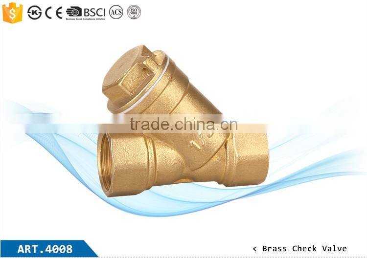 ART.4008 China Wholesale Forged Y Type Brass Check Valve with Stainless Steel Water Filter Strainer Manufacturer Fast Supplier