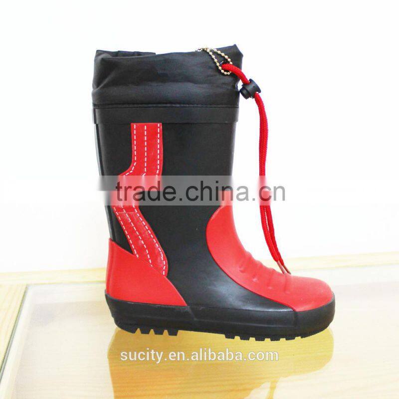 new products 2015 rainbow kids rubber rain boots with collar