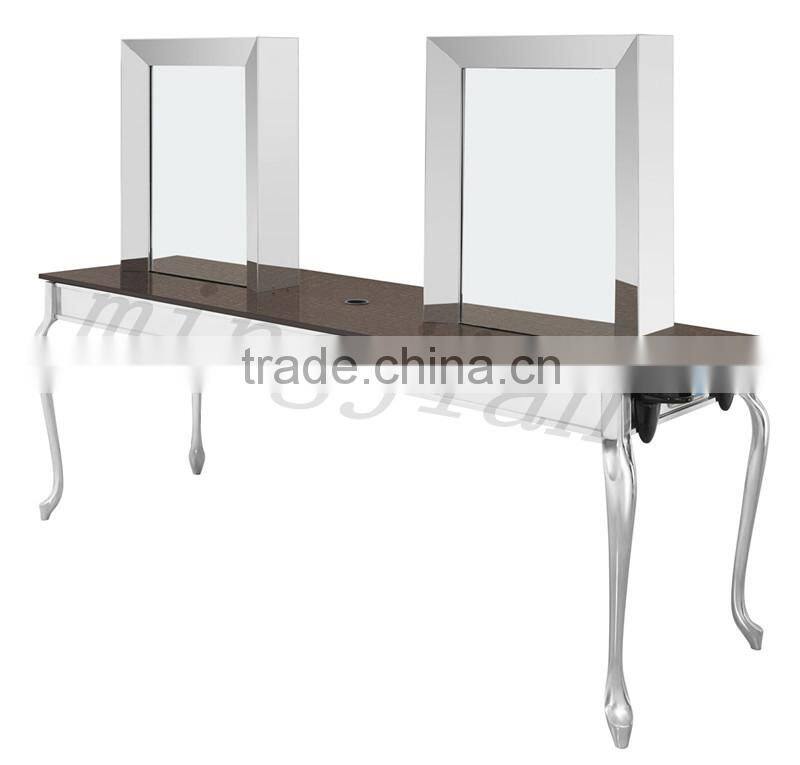 golden 1 side carved pattern mirror styling station with desk M851