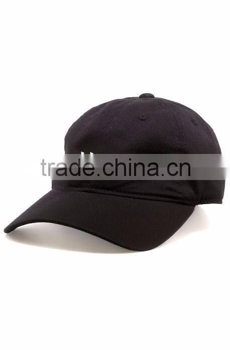 New Design GuangZhou DaiJun Oem 100% Cotton 6 Panels Black Colour Curved brim Custom Metal Buckle Custom Running Cap