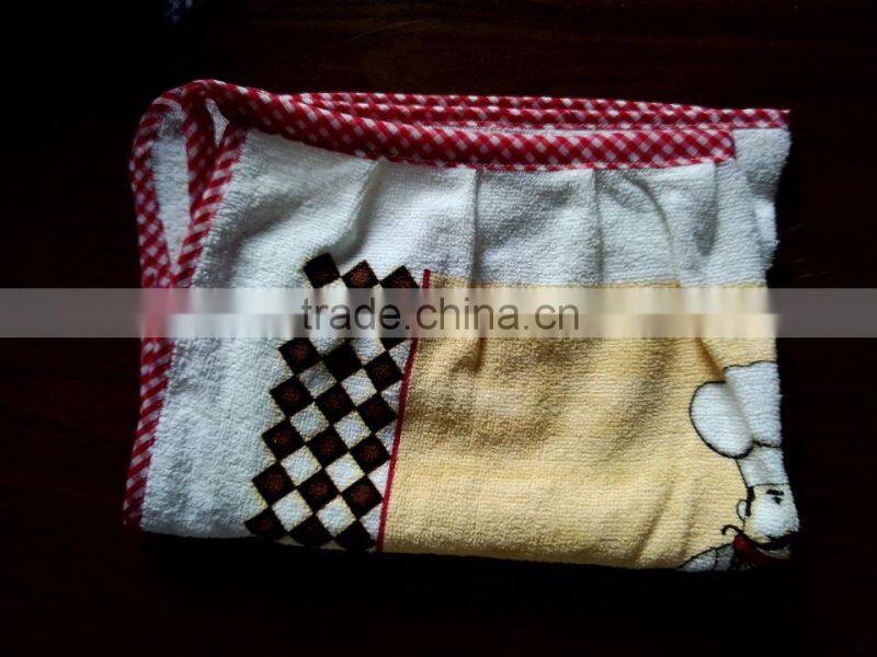 red check border 90gram pigment printed waist kitchen apron