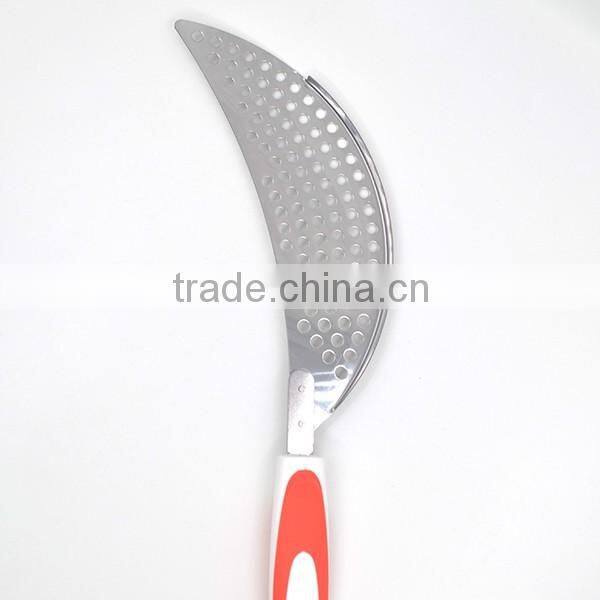 Unique design TPR handle Best quality stainless steel colander with long handle fruit colander