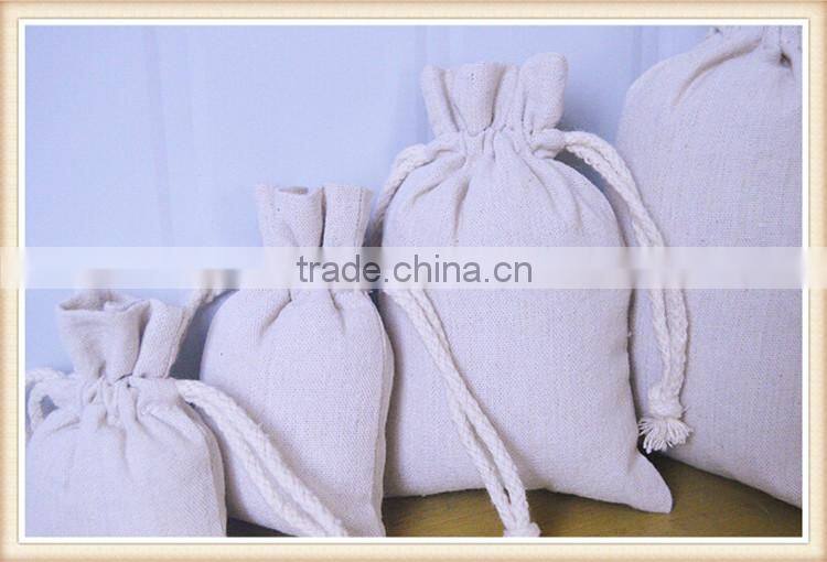 Plain cotton and linen storage bag drawstring bag