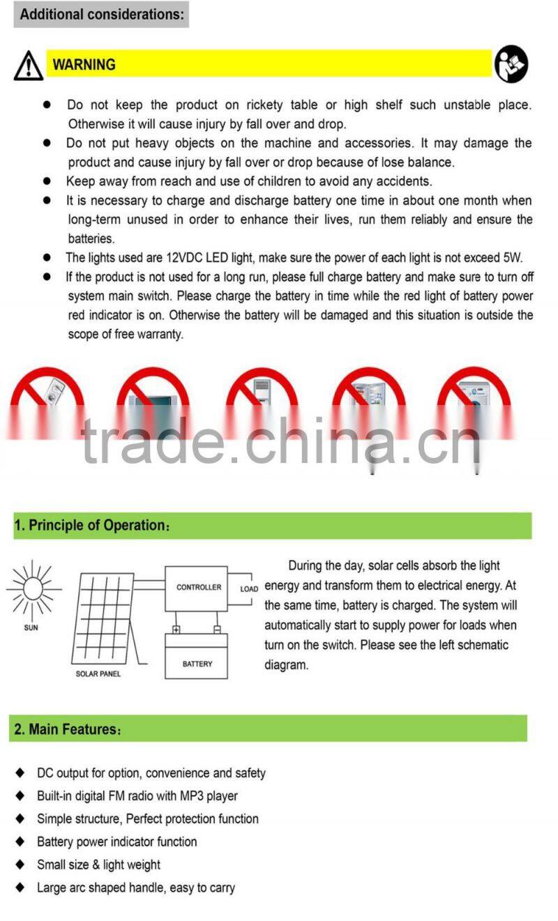 18V 10W 12AH Portable Solar Power System