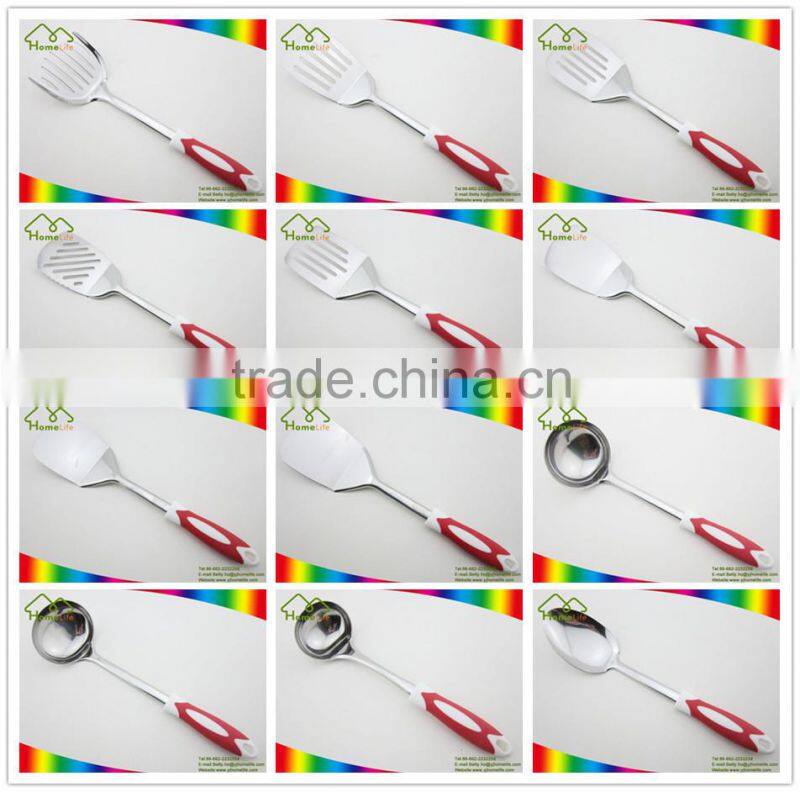 High quality SS silicone nylon kitchenware cooking kitchen utensils solid slotted turner shovel stainless steel spatula