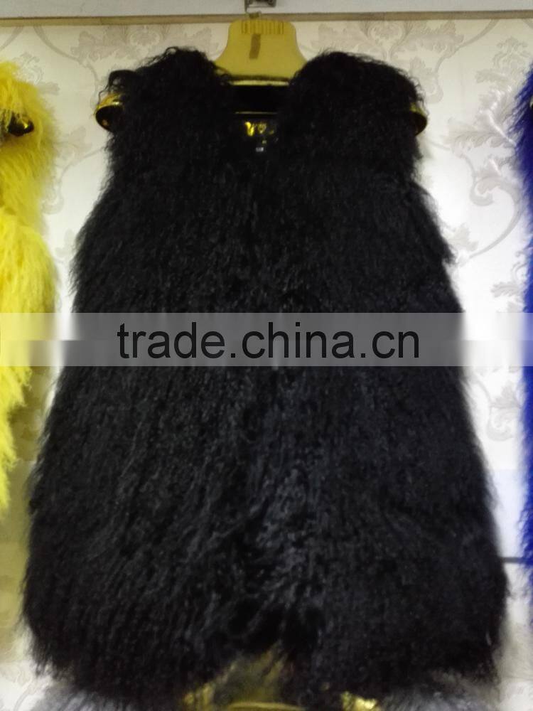 wholesale new style Tan sheep fur vest colored