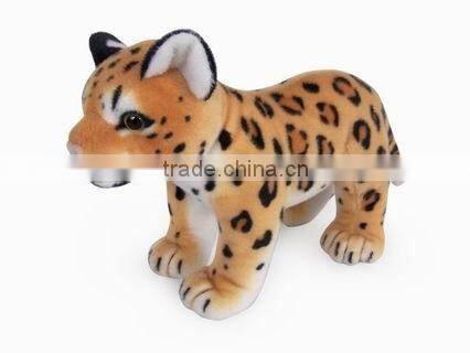 factory wholesale realistic side-lying brown leopard plush toys stuffed plush jungle animal toy super soft plush brown leopard