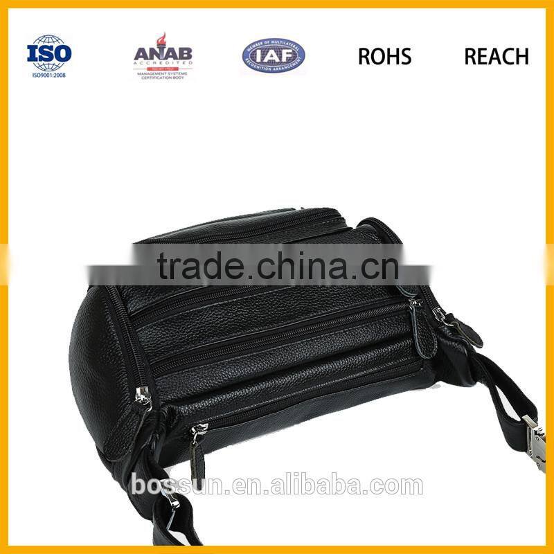Black Men Genuine Leather Waist Bag High Quality Waterproof
