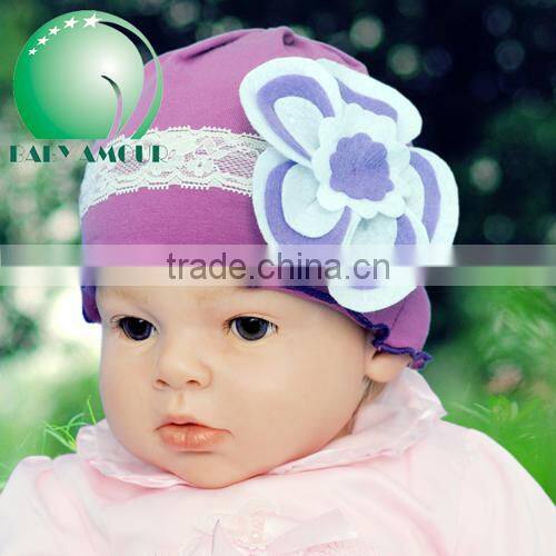 2015 New New Design Fashion Felt Flower Cotton Infant knit Modern Headwear