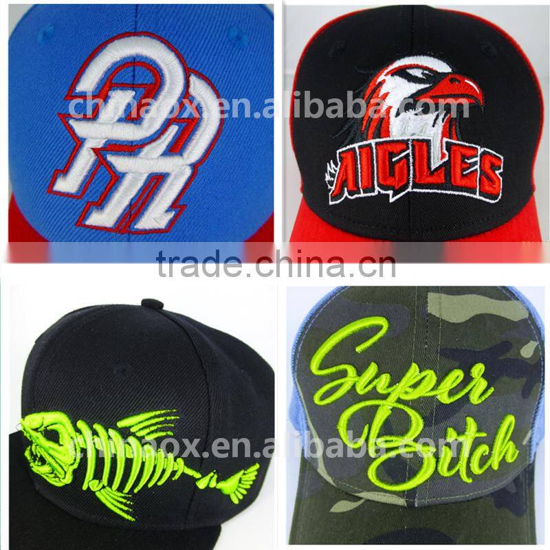 China manufacturer custom embroidery snapback cap, embroidery cap, 3d embroidery snapback cap wholesale