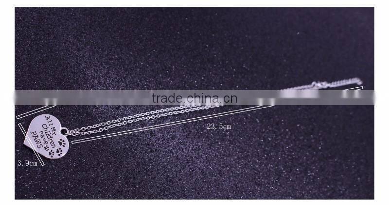 2016 new fashion alloy jewelry sculpture letter member of family silver children necklace heart pendant